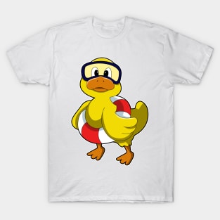 Duck at Swimming with Swim ring & Diving goggles T-Shirt